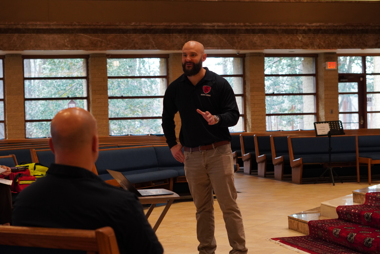 Semper Secure officer providing security at a New Jersey house of worship event