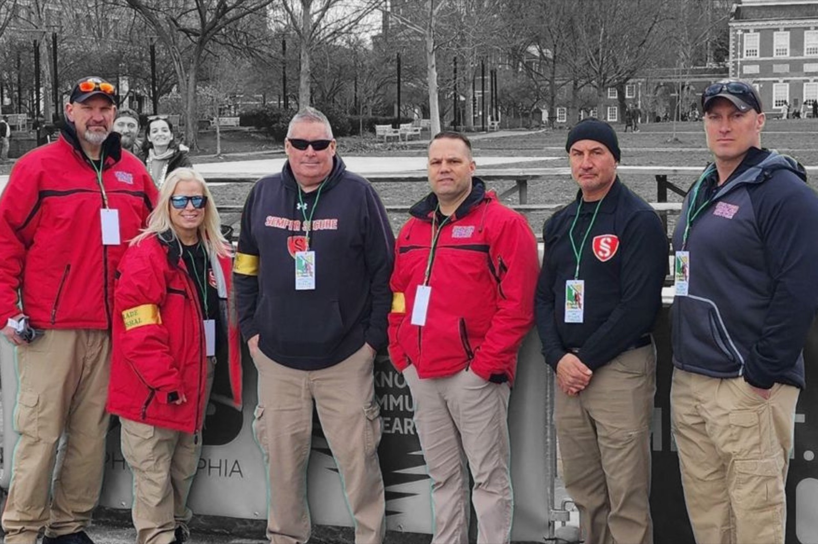Semper Secure team on duty at a Philadelphia parade near Independence Hall